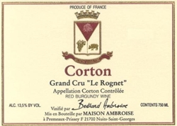 2016 Corton Grand Cru, Le Rognet, Maison Bertrand Ambroise